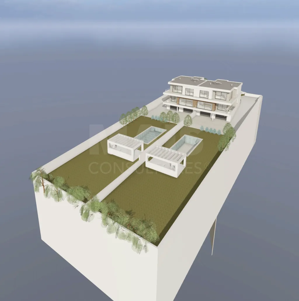 Terreno com projeto em fase de aprovação para 2 moradias T4 com piscina.