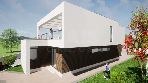 Moradia contemporânea em construção com piscina | 3 quartos | garagem | lote de 838 m² | próxima da Lourinhã