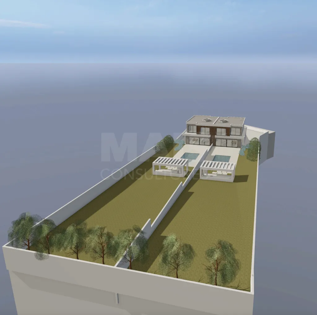 Terreno com Projeto em fase de aprovação para 2 Moradias T4 com piscina – Casais Brancos