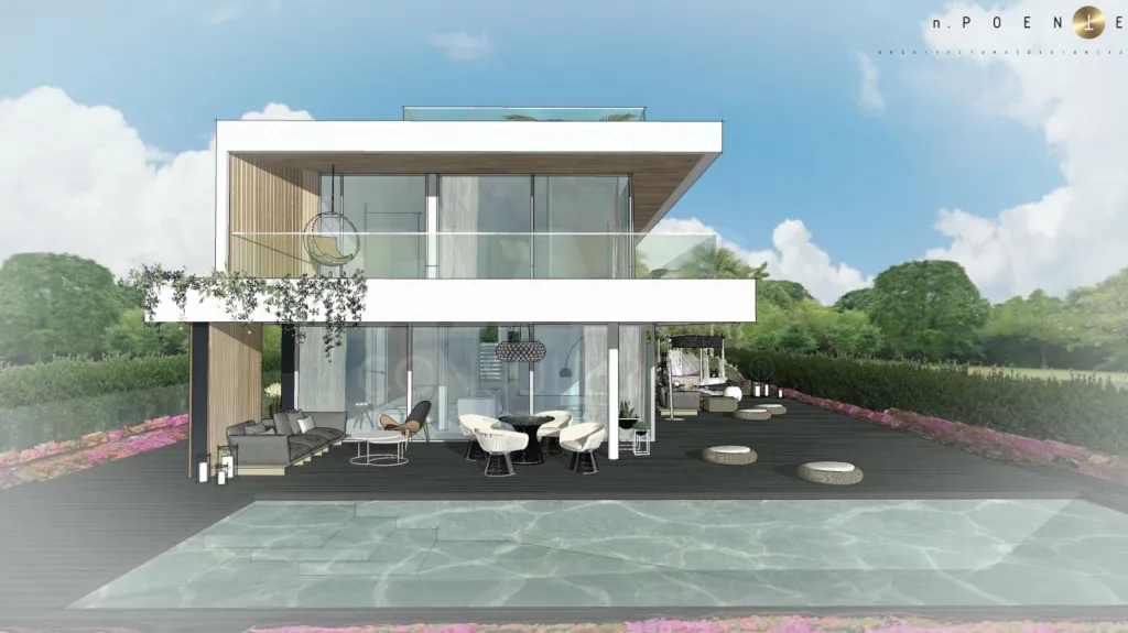 Lote de terreno urbano com 912m2 com projeto para construção de moradia unifamiliar T4 de 390m2 com piscina e vista mar.