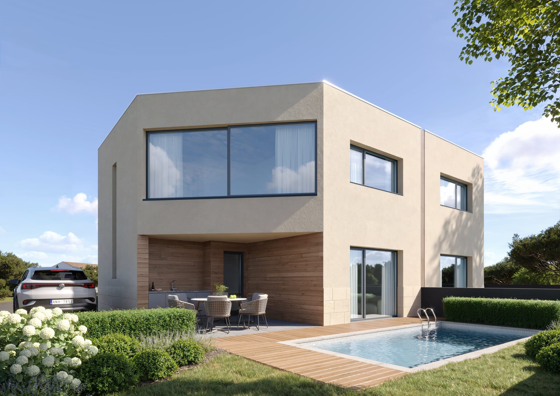 Moradia T3 Geminada c/ 1 Suite, Jardim, Parqueamento e Piscina! (LT2)