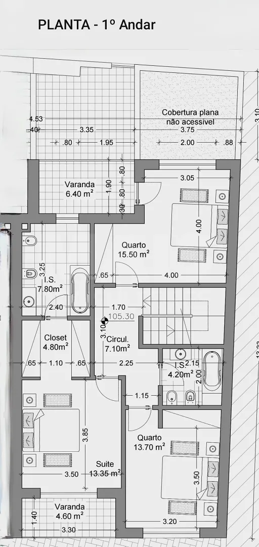 Moradia T3+1 Garagem, Logradouro e Vista Mar