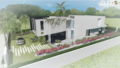 Lote de terreno urbano com 912m2 com projeto para construção de moradia unifamiliar T4 de 390m2 com piscina e vista mar.