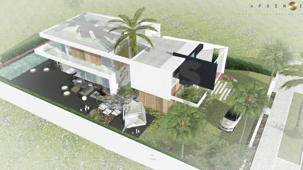 Lote de terreno urbano com 912m2 com projeto para construção de moradia unifamiliar T4 de 390m2 com piscina e vista mar.