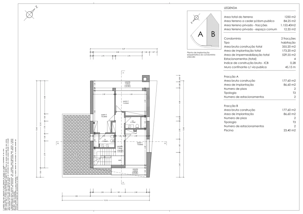 Terreno c/ 1.250m2 com projeto para 2 moradias