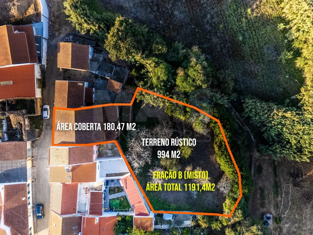 Afetação Moradia T1 com Garagem, Logradouro e Terreno