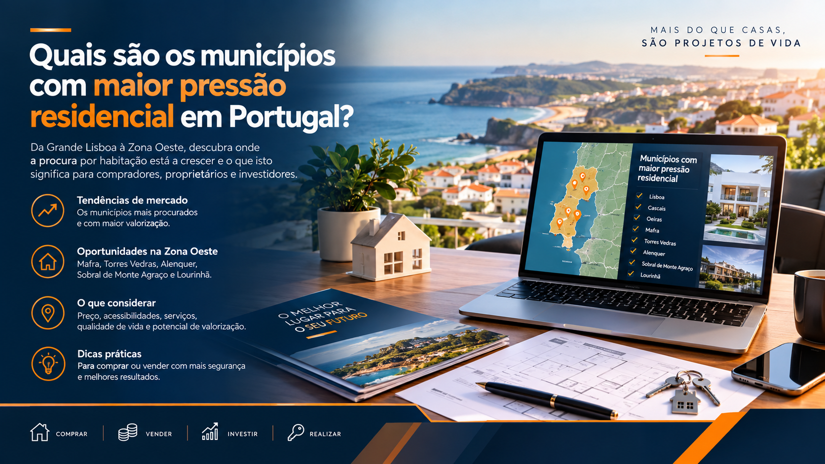 Quais são os municípios com maior pressão residencial em Portugal?