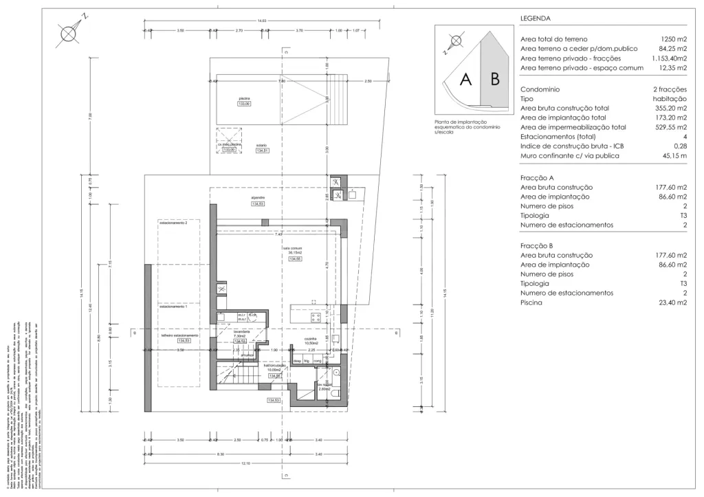 Terreno c/ 1.250m2 com projeto para 2 moradias