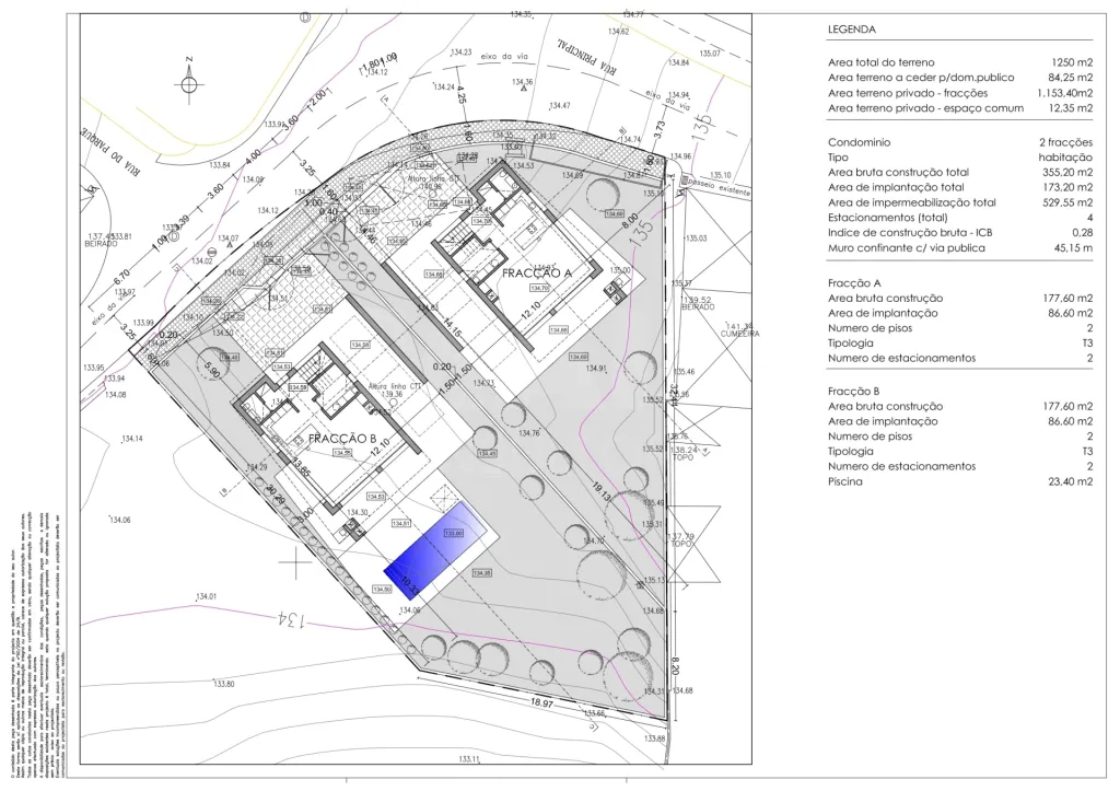 1.250m2 plot with project for 2 houses