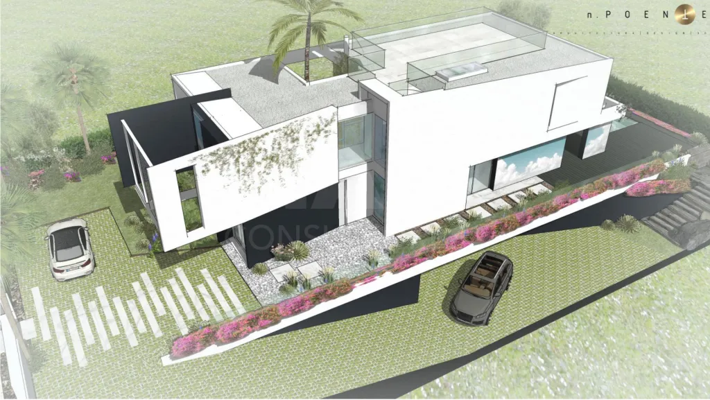 Lote de terreno urbano com 912m2 com projeto para construção de moradia unifamiliar T4 de 390m2 com piscina e vista mar.