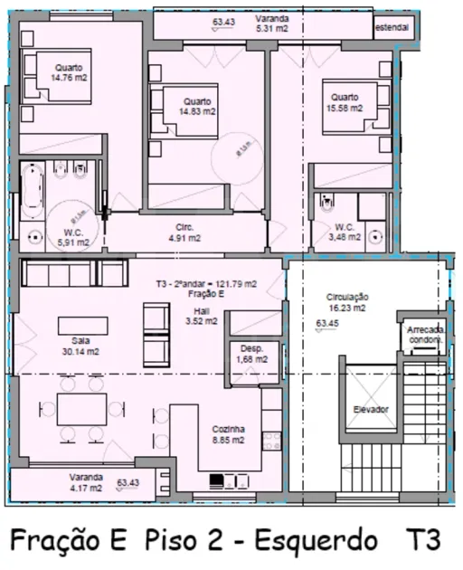 Apart T3 Piso 2 Fração E (em construção)