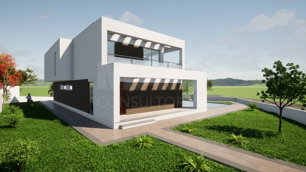 Moradia contemporânea em construção com piscina | 3 quartos | garagem | lote de 838 m² | próxima da Lourinhã