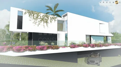 Lote de terreno urbano com 912m2 com projeto para construção de moradia unifamiliar T4 de 390m2 com piscina e vista mar.