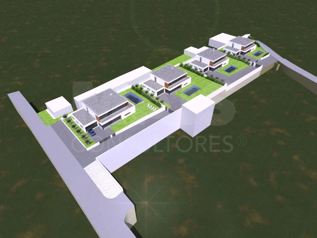 Land with approved project for the construction of 4 four-bedroom houses, with swimming pool and garage in Valado de Santa Quitéria