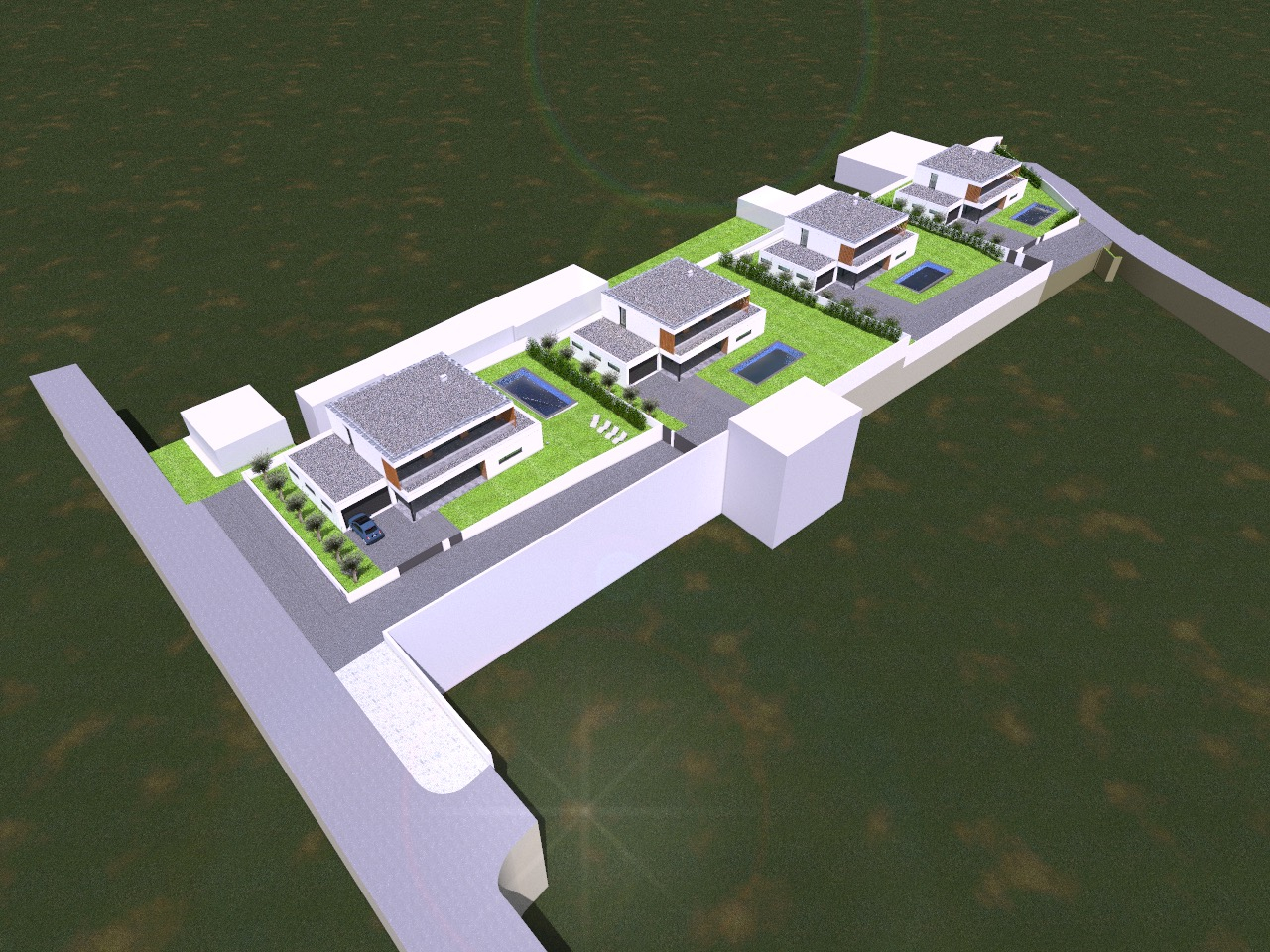 Terreno com projecto aprovado para construção de 4 moradias T4+1, com piscina e garagem em Valado de Santa Quitéria