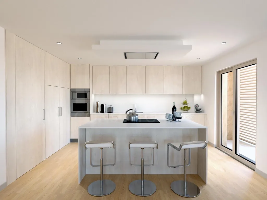 3 bedroom apartment with garage box and balcony.