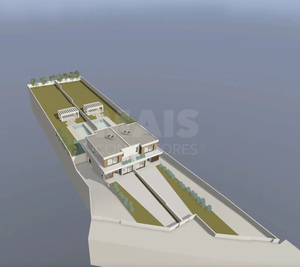 Terreno com Projeto em fase de aprovação para 2 Moradias T4 com piscina – Casais Brancos