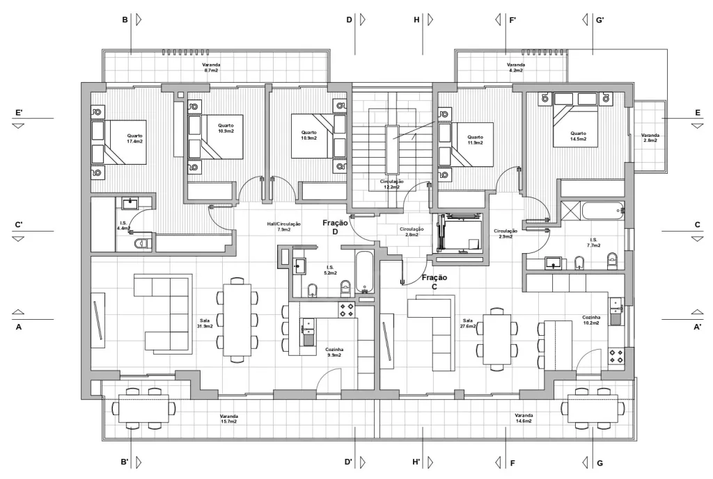 Apartamento T3 novo com estacionamento e piscina na cobertura