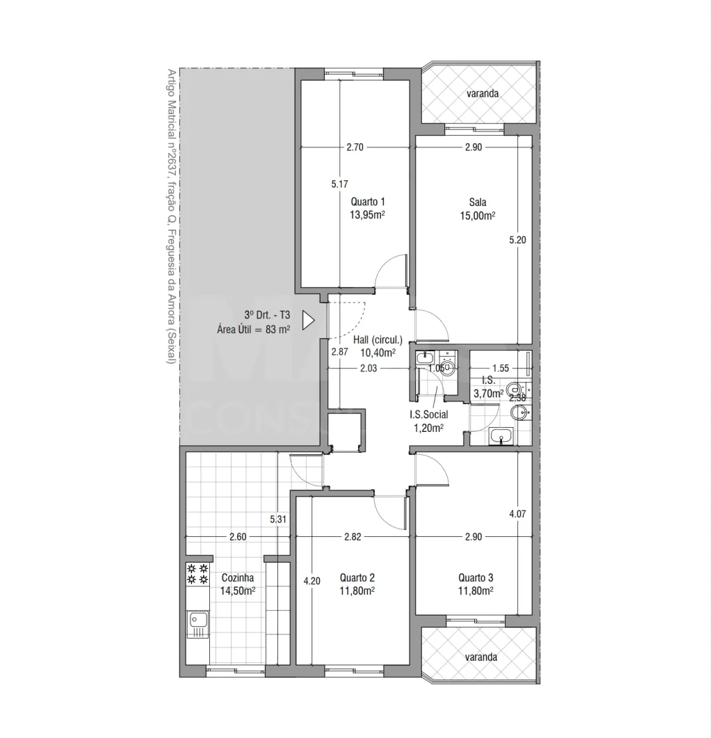 Apartamento T3 na Cruz de Pau