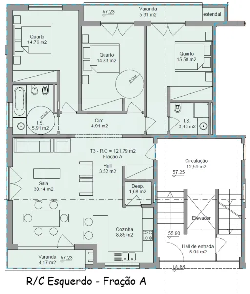 ApartamentoT3  R/C Fração A (Em Construção)